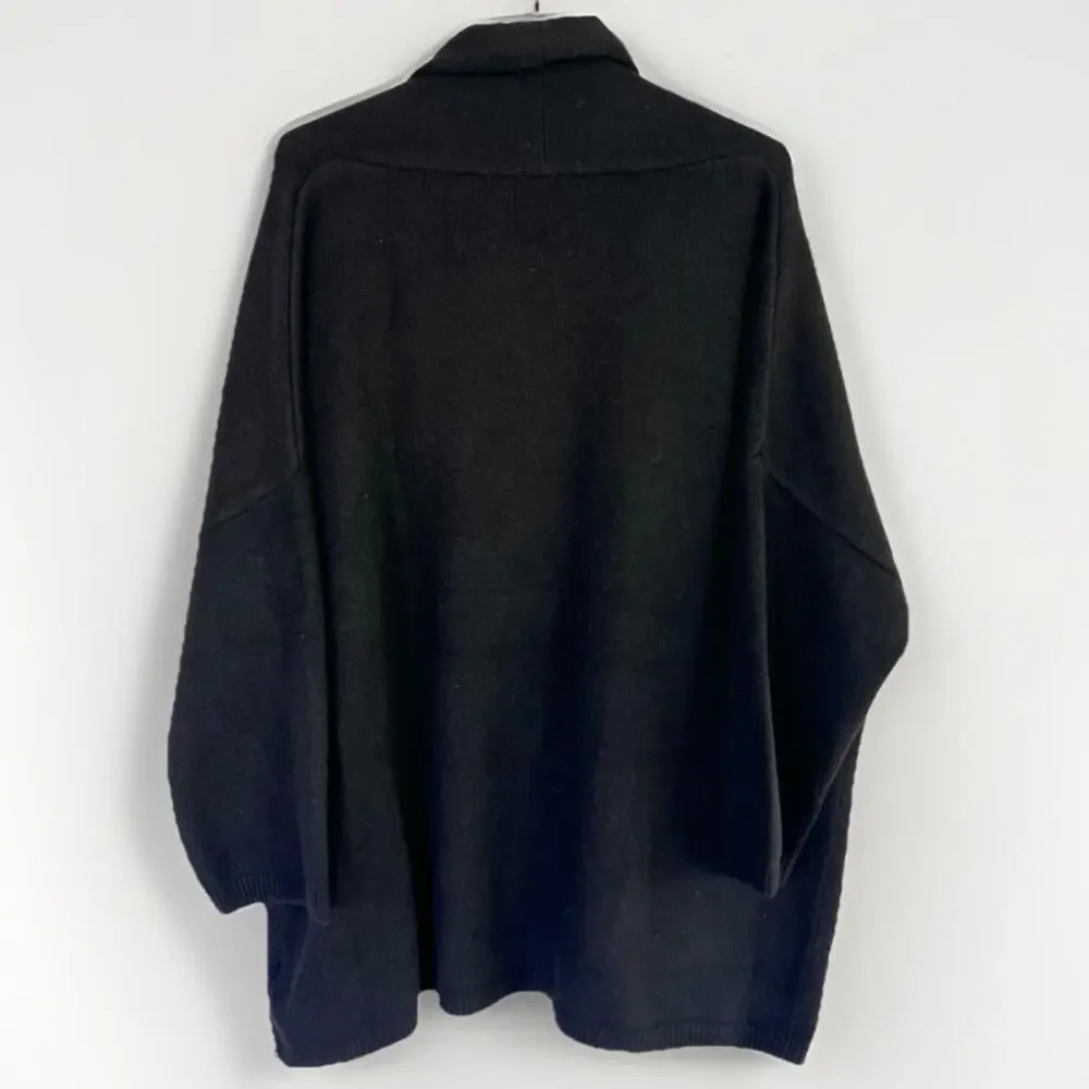 New Beryll Cocoon Cashmere Cardigan Sweater OS Oversized Open Front Black
